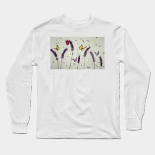 Butterflies in Lavender Long Sleeve T-Shirt